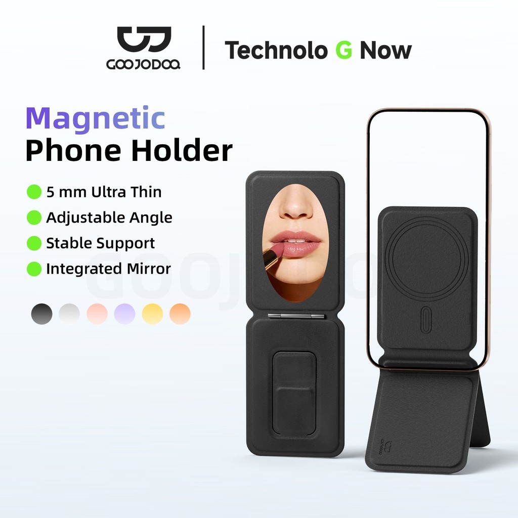 GOOJODOQ BD3018 Magnetic Phone Holder with Mirror Adjustable View Ultra-thin and Foldable Includes Metal Ring