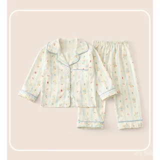 🚚 จัดส่งจากกรุงเทพฯ ✨JoyKids✨ 90-160cm ชุดนอนเด็กแขนยาวผ้าฝ้ายนุ่มสีสดใสสวมใส่ได้ทั้งในและนอกบ้าน2026ฤดูใบไม้ผลิแฟชั่นเกาหลีใส่สบายชุดเด็กเล็กลายน่ารักสุดเก๋ชุดนอนเด็กสุดหวาน
