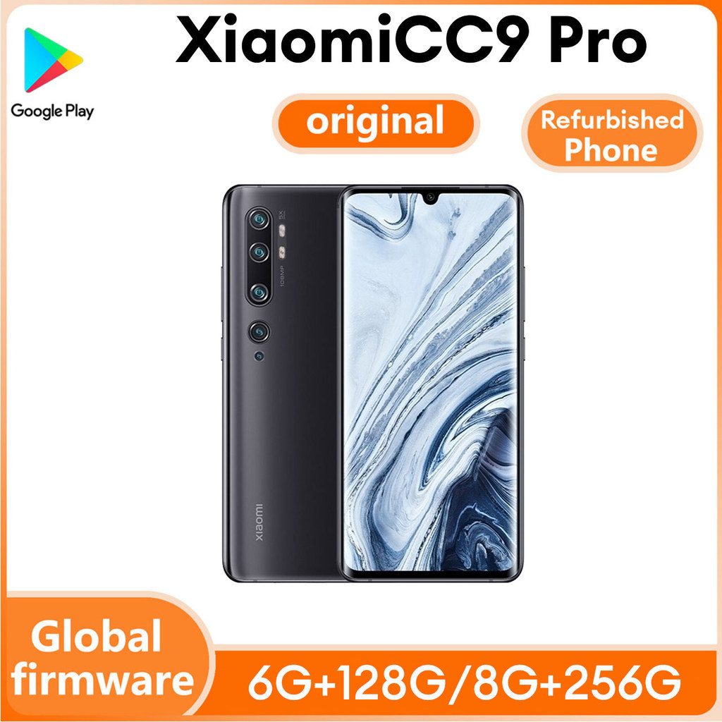 Refurbished Xiaomi Mi Note 10 4G โทรศัพท์มือถือ CC9 Pro สมาร์ทโฟน POCO X3 GT, 50x ซูม 100 ล้าน 5260m