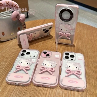 3D DIY โบว์สีชมพูแมวเคสโทรศัพท์สําหรับiPhone 17 16 15 14 13 12 11 Pro Max X XS XR XS Max 7 8 Plus