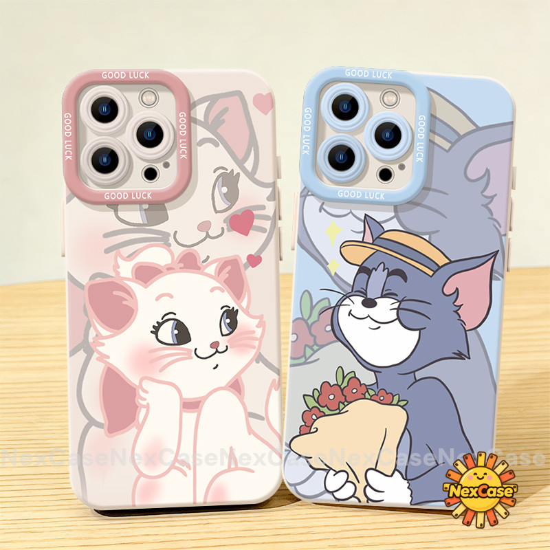 สําหรับ IPhone 13 17 15 14 16 11 12 Pro Max 7 8 Plus XS Max XR X Air 16E การ์ตูนดอกไม้ Mary Cat Tom 