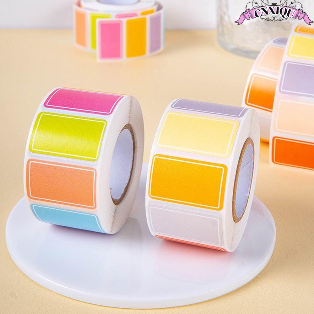 CNXIQU 500ชิ้น/ม้วนสติกเกอร์ฉลากที่มีสีสัน-สี่เหลี่ยมผืนผ้าสติกเกอร์เปล่า-กันน้ํา,กาวตนเอง-ที่เขียนด้วยลายมือชื่อแท็กดัชนีสติกเกอร์-การจัดหมวดหมู่ป้ายหน