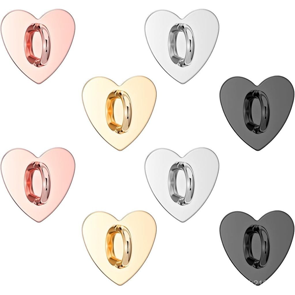 8Pcs Phone Charm Hook,Heart Phone Charm Holder Phones Ring Holder Metal Sticky Finger Grip Loops Pho
