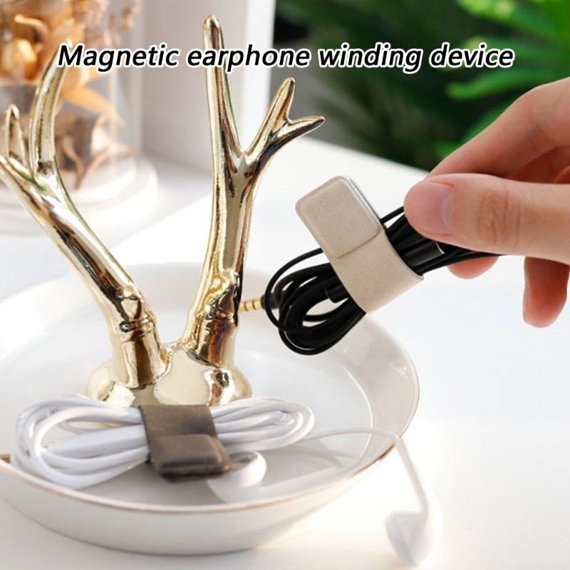 Good123 หนังขนาดกะทัดรัดสายแม่เหล็ก Winder Tie สําหรับหูฟังการจัดการลวด Easy