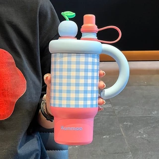 COD แก้วเก็บอุณหภูมิ ขนาด 700/1200ML วัสดุสแตนเลส 316 Rainbow Cup มีที่จับ เก็บความร้อนและความเย็นได้นาน