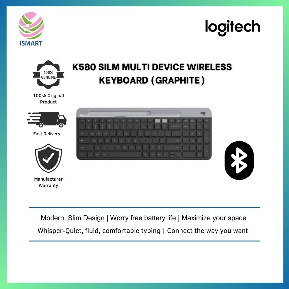 LOGITECH K580 SLIM MULTI DEVICE WIRELESS KEYBOARD (กราไฟท์)