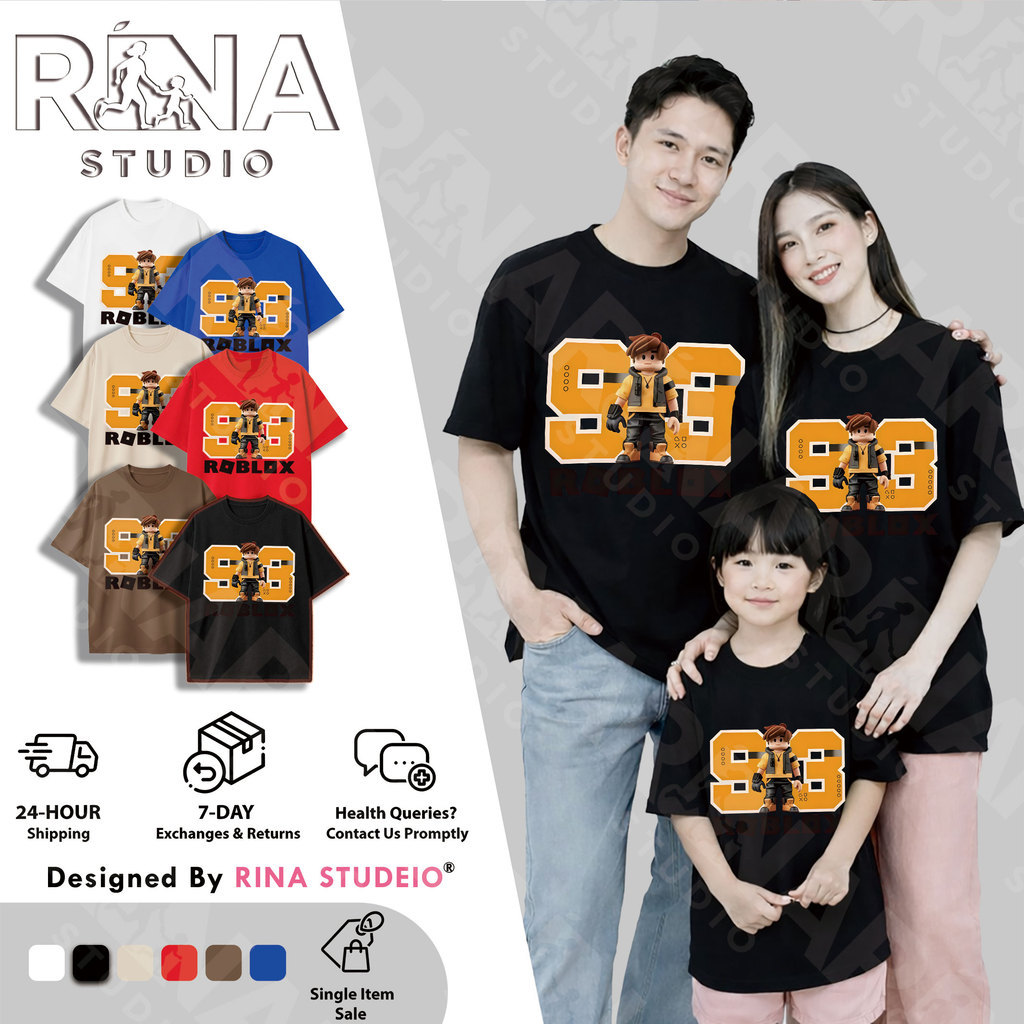 RINA STUDIO ROBLOX เสื้อยืดคุณภาพพรีเมี่ยมอินเทรนด์สไตล์แขนสั้น High End Family Tee