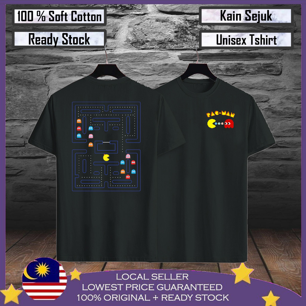 เสื้อยืด PAC-MAN พรีเมียม คอotton 100% เหมาะสำหรับทั้งชายและหญิง