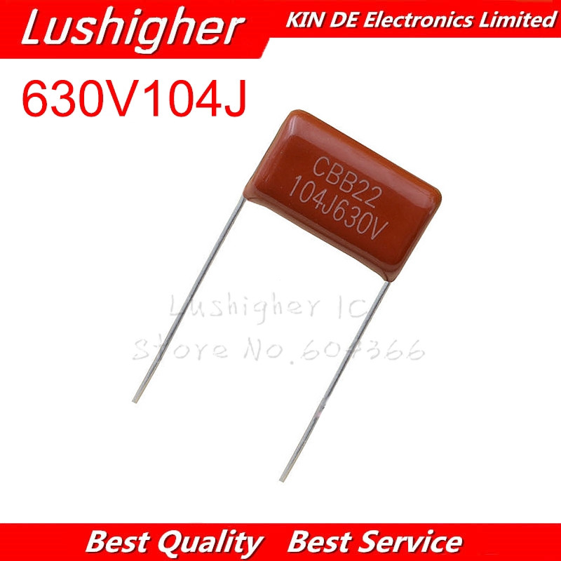 10PCS 630V104J CBB Pitch 15 มม.0.1UF 100nf 630V 104J 104 ตัวเก็บประจุฟิล์มโพรพิลีน