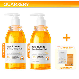 QUARXERY Body Wash Acne Mite Clean Body Wash Acne Body Wash Antibacterial Anti Mite Cleaning Shower Gel *2+ BATH BALL*1