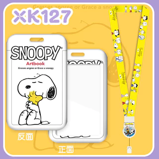 Snoopy Retractable Long Rope Badge Shell Bus Card Name Tag ลาย HD#FT96