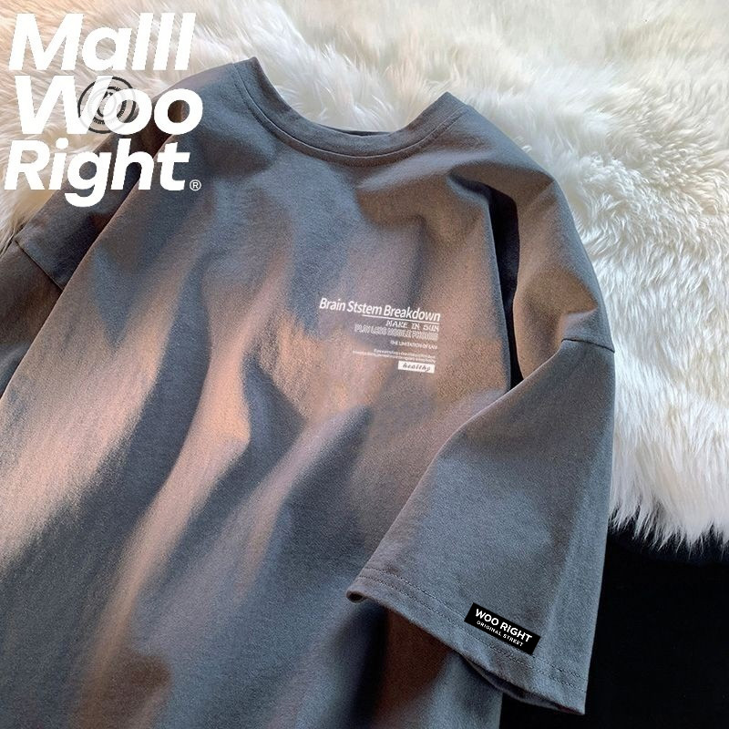 (จัดส่งตลอด 24 ชั่วโมง)Woo Right เสื้อคู่รักชายหญิงเกาหลี oversize สวมใส่สบาย สไตล์คลาสสิก พิมพ์ลายตัวอักษร897