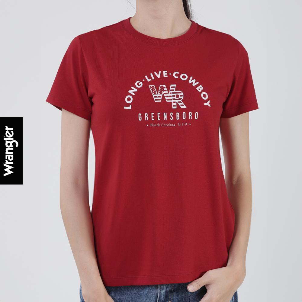 WRANGLER เสื้อยืดแขนสั้นผู้หญิง ทรง Regular รุ่น WR F425WTSSF11 สีแดง