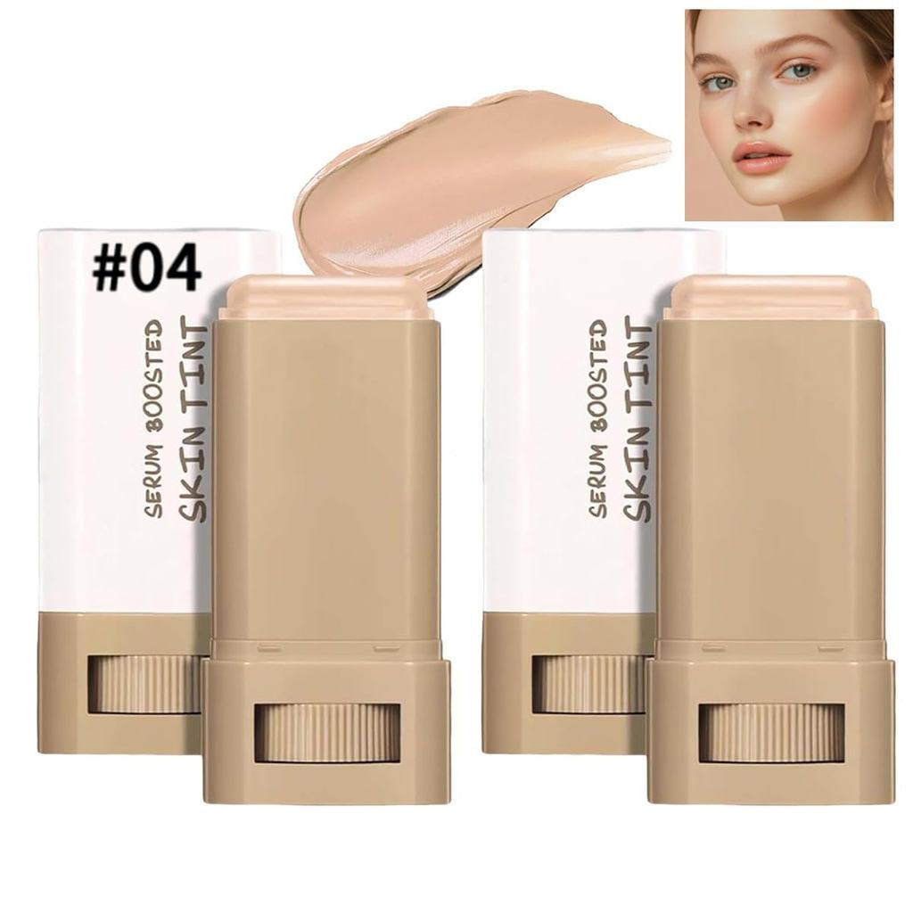 2 ชิ้น Foundation Stick Beauty Balm Serum Boosted Skin Tint, 2025 ใหม่แต่งหน้า Tint, Portabl Moistur