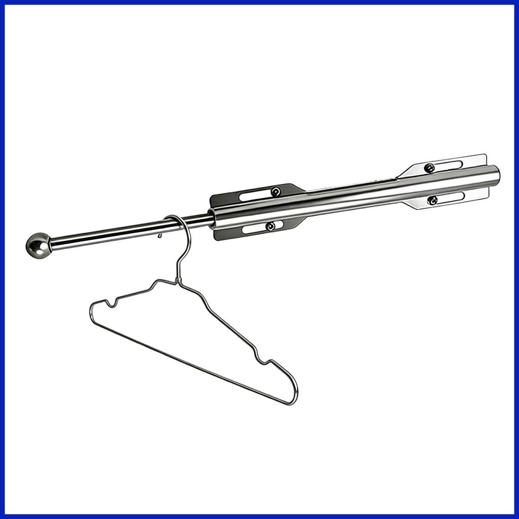 Valet Rod สําหรับตู้เสื้อผ้าพร้อมตะขอสแตนเลสดึงเสื้อผ้าแบบพับเก็บได้ตู้เสื้อผ้า Valet Rod สําหรับซัก