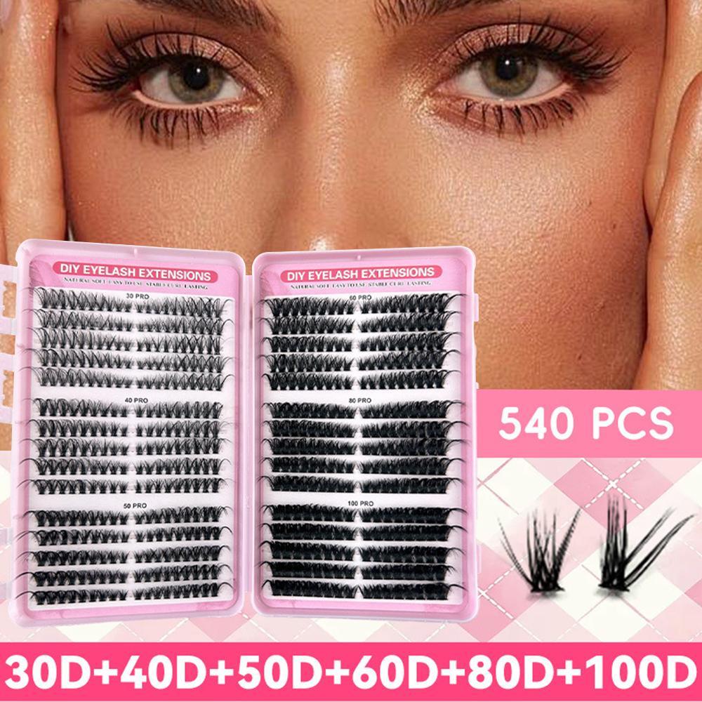 ความจุขนาดใหญ่ Segmented ขนตาปลอม 30p 40p Diy Eyelashes Extensions หนาแน่นธรรมชาติปลอม S3u7