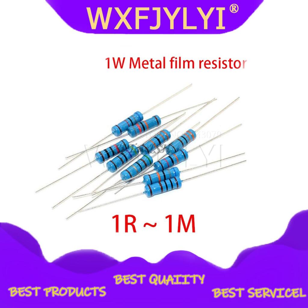 20pcs 1W ตัวต้านทานฟิล์มโลหะ 1% 1R ~ 1M 2R 10R 22R 47R 100R 330R 1K 4.7K 10K 22K 47K 100K 330K 470K 