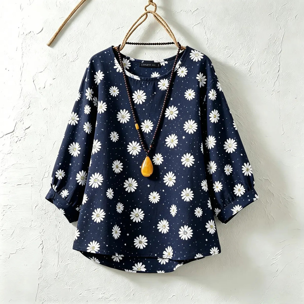 เสื้อยืดใหม่ ใส่สบาย มีหลายสไตล์ คอเต่า แขนสามส่วน ทรงหลวม พิมพ์ลาย ราคา ถูกที่สุด ดีลบีเคเค แกลเลอรีภาพที่ 5