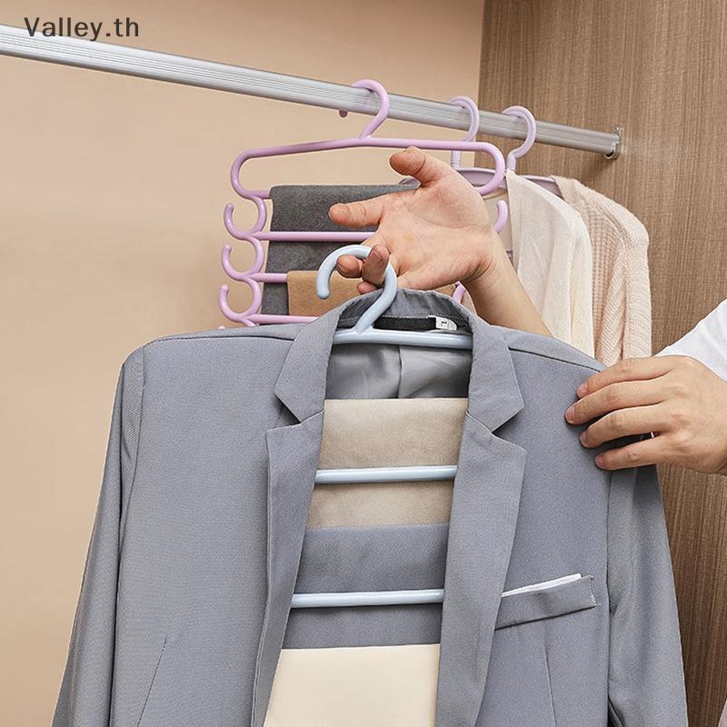 [Valley] ไม้แขวนเสื้อกางเกงไม้แขวนเสื้อผ้าเช็ดตัวผ้าพันคอ Ras ผู้ถือกางเกง 5 ชั้นไม้แขวนเสื้อตู้เสื้
