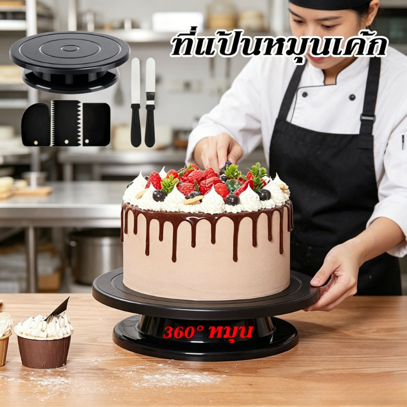 แป้นหมุนเค้ก 28CM มีให้เลือกถึง 4 สี CAKE TURNTABLE จานหมุนเค้ก ที่หมุนเค้กพลาสติก แป้นหมุนทำเค้กเบเกอรี่