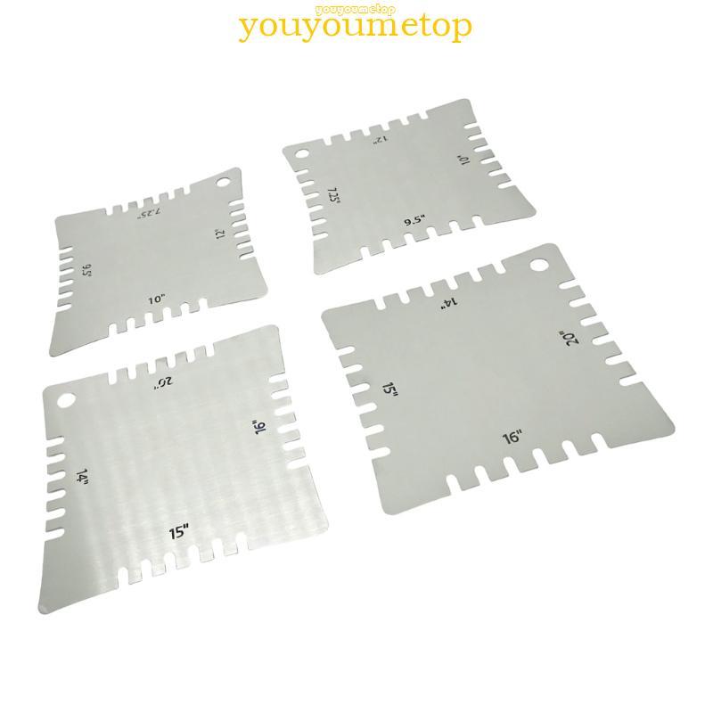 YOUYO 4 ชิ้นกีตาร์คอ Fretboard ไม้บรรทัดเครื่องมือวัดกีตาร์ Noched Gauge