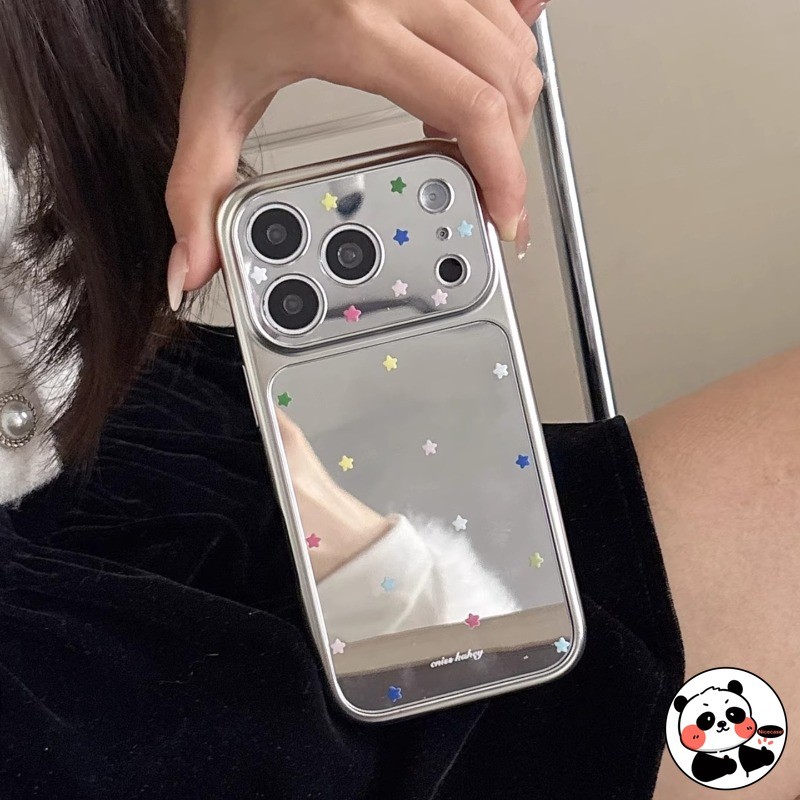 กระจกเงินน่ารักStarเคสโทรศัพท์สําหรับRealme 15 15T 14 14T 13 12 Pro Plus Lite GT Neo6 SE GT8 GT7 7T 