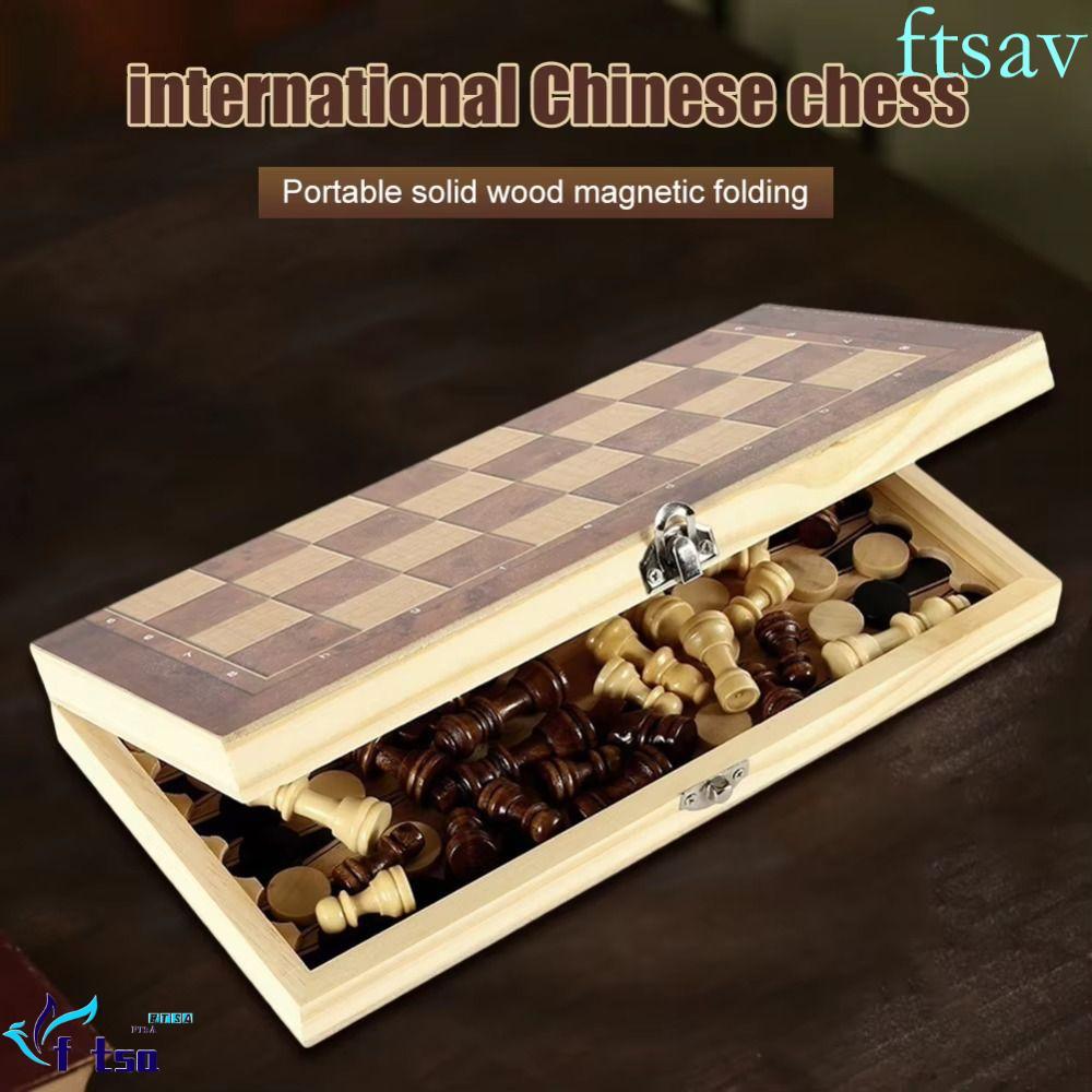 SWIFTSAVER Chess&Backgammon&Checkers Set, 3-in-1 Wooden Board Games Set, King Tableboard Educational