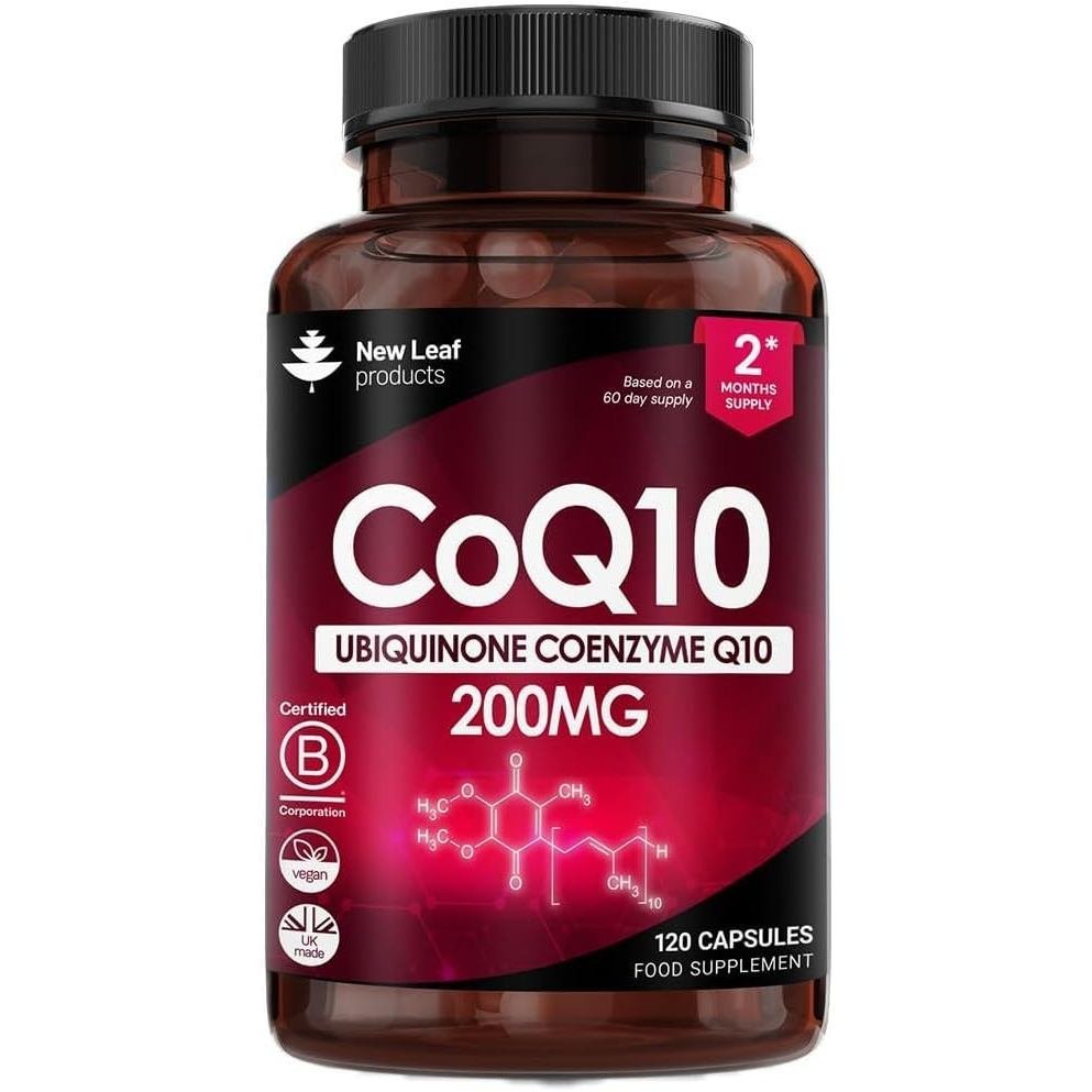 CoQ10 อาหารเสริม 200 มก. - Co Enzyme CQ10 120 แคปซูลมังสวิรัติ หมักบริสุทธิ์ 100% Ubiquinone Q10 Ubi