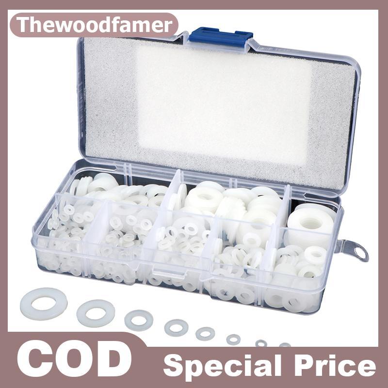 Thewoodfamer 500 ชิ้น/กล่อง M2 M2.5 M3 M4 M5 M6 M8 M10 พลาสติกสีขาวไนลอนเครื่องซักผ้าแบน Spacer เครื