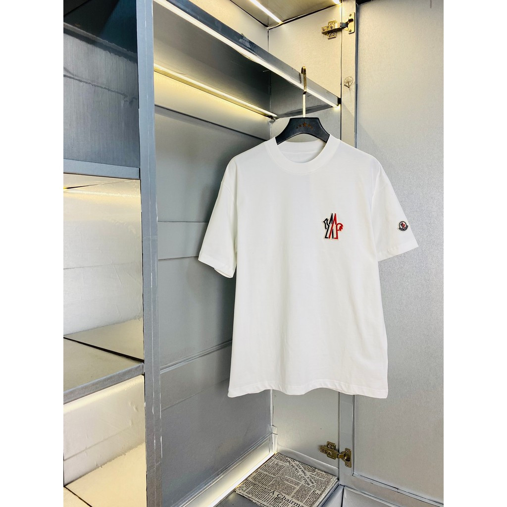 Moncler/Mengkou 2026 คอกลมแขนสั้นเสื้อยืดคู่สไตล์ผู้ชาย Top Basic รอบคอผ้าฝ้าย 100% ที่กําหนดเองหนา 