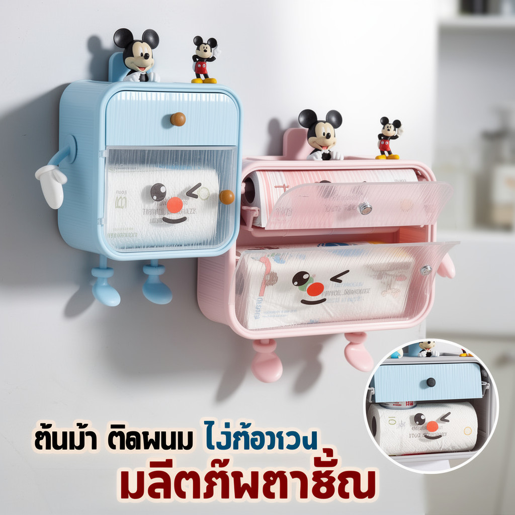 กล่องเก็บกระดาษชําระแบบติดผนังกันน้ํา-ที่ใส่กระดาษทิชชู่ในห้องน้ําแบบเจาะฟรี