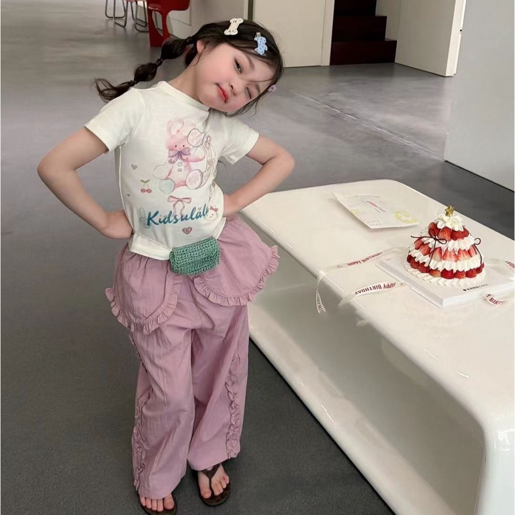PRETTY BABY เสื้อยืดเด็ก เสื้อคอปีน ลายกระต่าย กางเกงขายาว แต่งระบาย (2133) ราคา ถูกที่สุด ดีลบีเคเค แกลเลอรีภาพที่ 6