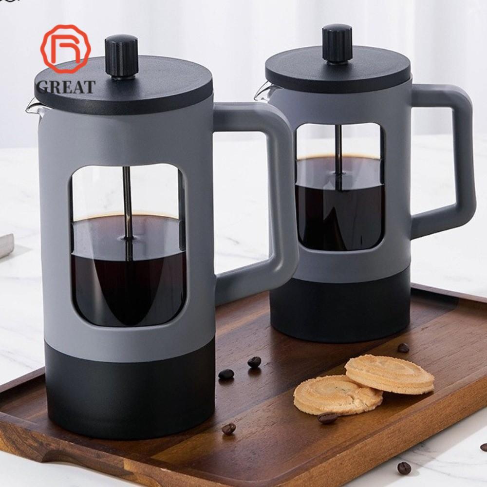 GREAT French Press เครื่องชงกาแฟ, แก้ว Borosilicate ชาทนความร้อน Coffee Brewer, แบบพกพา 600ml มัลติฟ