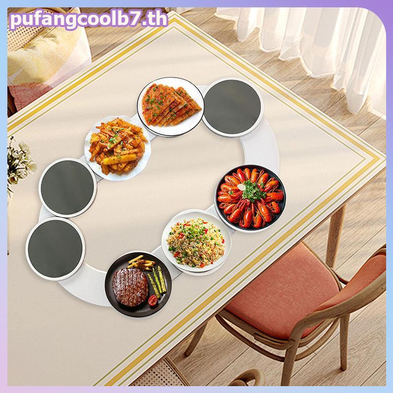 PUCOOL หมุนถาดโต๊ะอาหาร Non Skid Lazy Susan สะดวกหมุนอาหาร Turntable แผ่นหมุน Helper สําหรับร้านอาหารห้องครัว