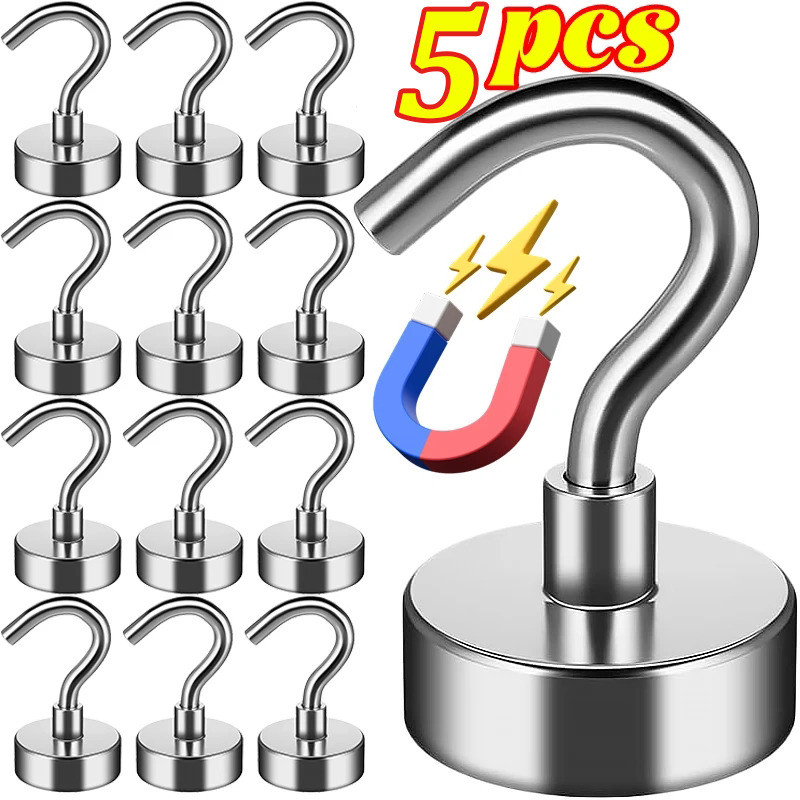 1/3/5PCS Strong Magnetic Heavy Duty Hooks-เสื้อกระเป๋าผ้าเช็ดตัวKey Storage Holder-เล็บฟรีประหยัดพื้นที่-สําหรับห้องน้ํา,ห้องครัว