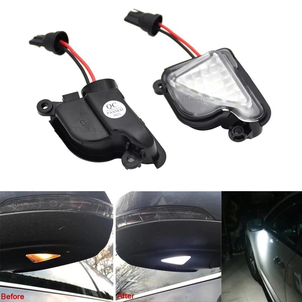 2x6000KสีขาวLEDภายใต้กระจกมองข้างPuddleโคมไฟสําหรับSkoda Octavia 3 2 5E 1Z 04-20 Skoda Superb 3 2 B6