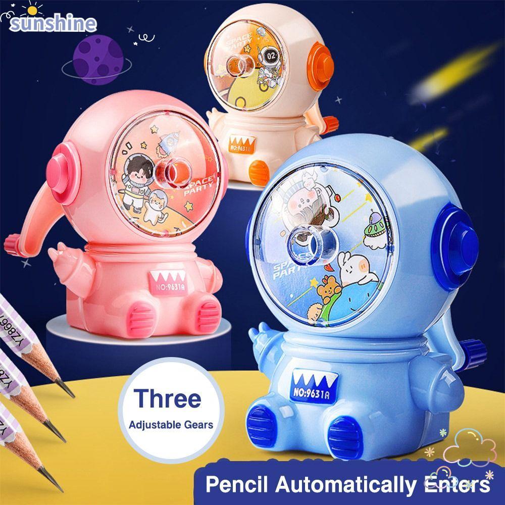 SSUNSHINE กบเหลาดินสอ, สามเกียร์แบบปรับได้ Anti Sticking Lead Pencil Sharpening Tool, ดินสอนักบินอวกาศป้อนอัตโนมัติ Hand-cranked Mechanical Tool