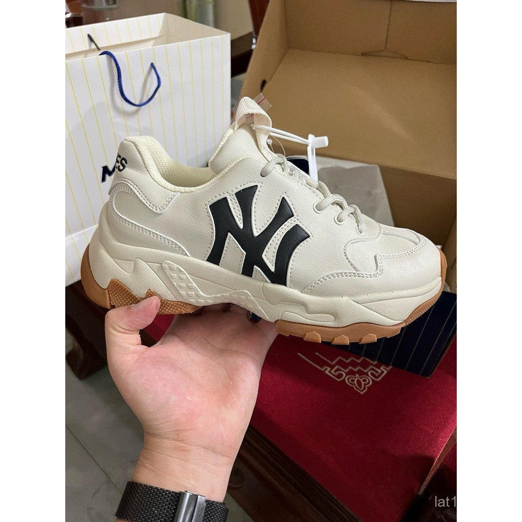 [Baobao snaker] MLB big ball chunky shoes a New York Yankees _ MLB chunky shoes พื้นสีน้ําตาล