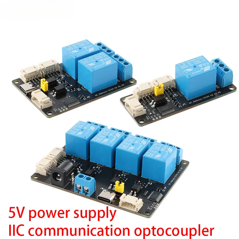 1 2 4 ช่องโมดูลรีเลย์ขยาย 5V IIC I2C การสื่อสาร Optocoupler การแยก XL9535-K1V5