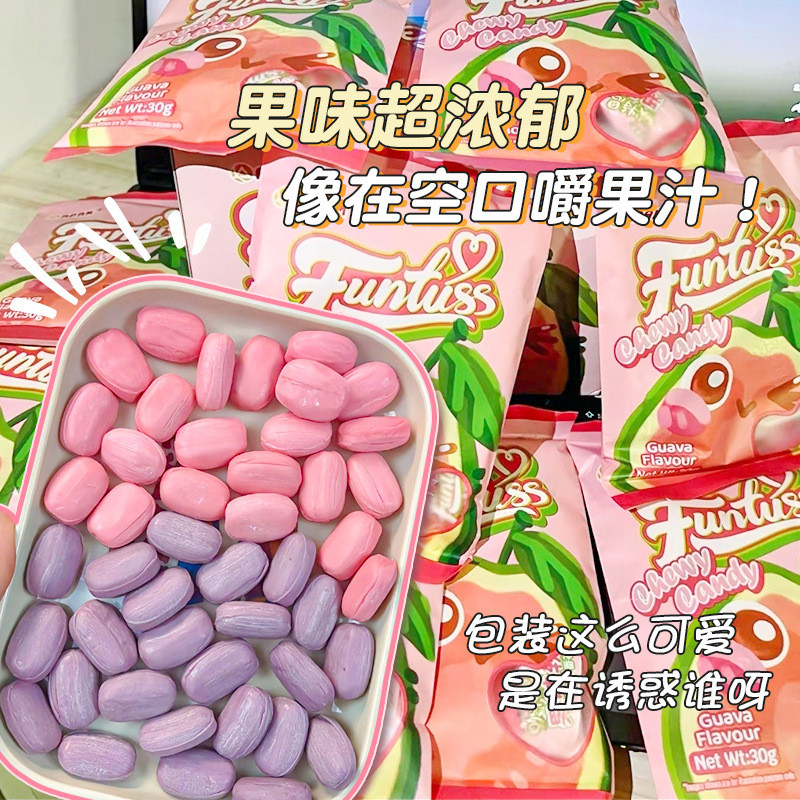 มาเลเซียนําเข้า Huantesi Fruit Gummy Guava Candy Glutton Relieving Glutton Candy Snacks [mxSR]