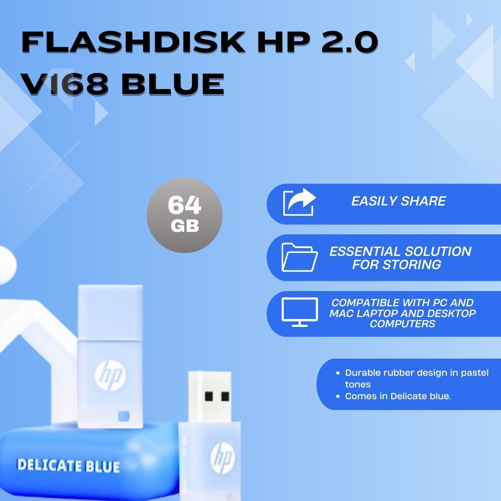 HP Flashdisk 64GB 2.0 V168 Blue HP Storage 64GB 2.0 V168