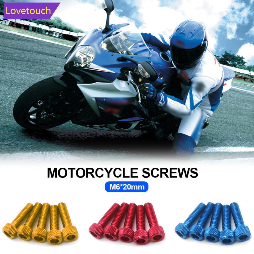 LOVETOUCH 5 ชิ้น M6*20 มิลลิเมตรสลักเกลียวรถจักรยานยนต์สกรูอลูมิเนียม Adornment Colourful Anodised ส