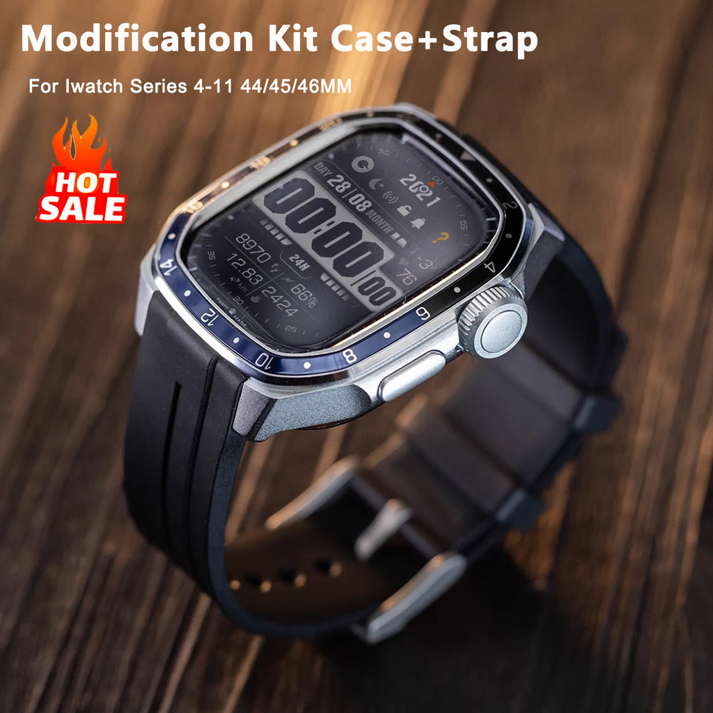 Refit การปรับเปลี่ยนกรณีโลหะ + Band สําหรับ IWatch Series 11 10 46 มม.ทนทานป้องกันกรณีสําหรับ iWatch