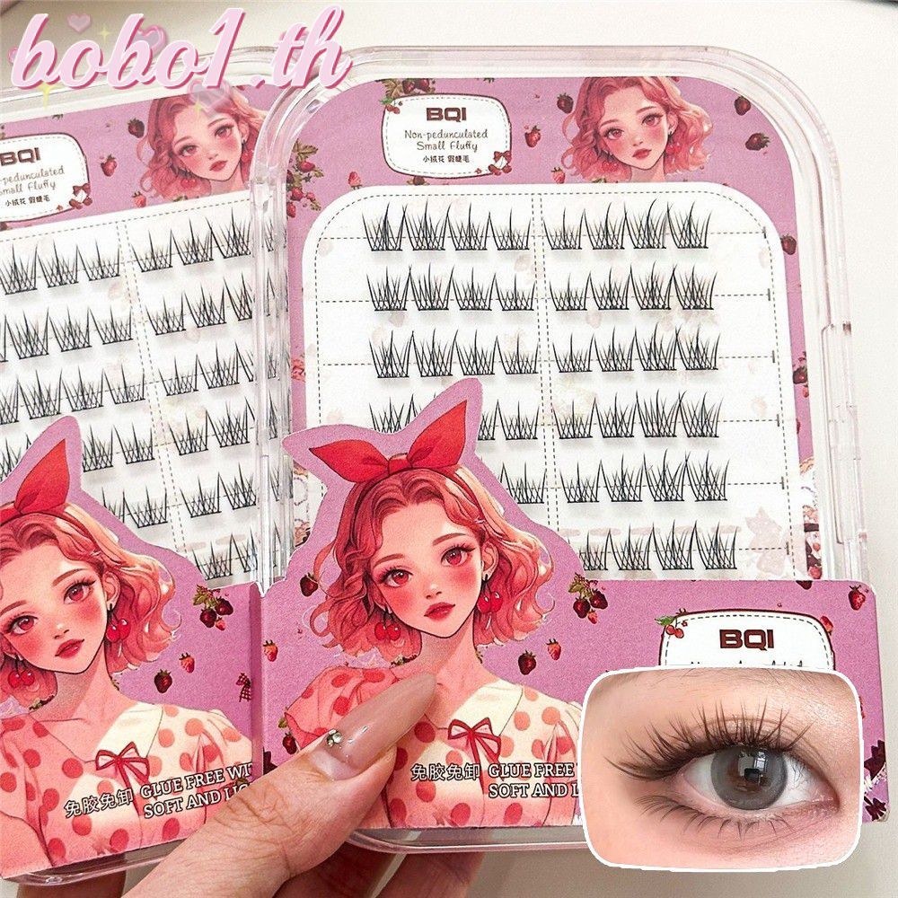  BQI ขนตาปลอม Natural Curling Soft Fine Lashes น้ําหนักเบา Reused เครื่องมือสบาย