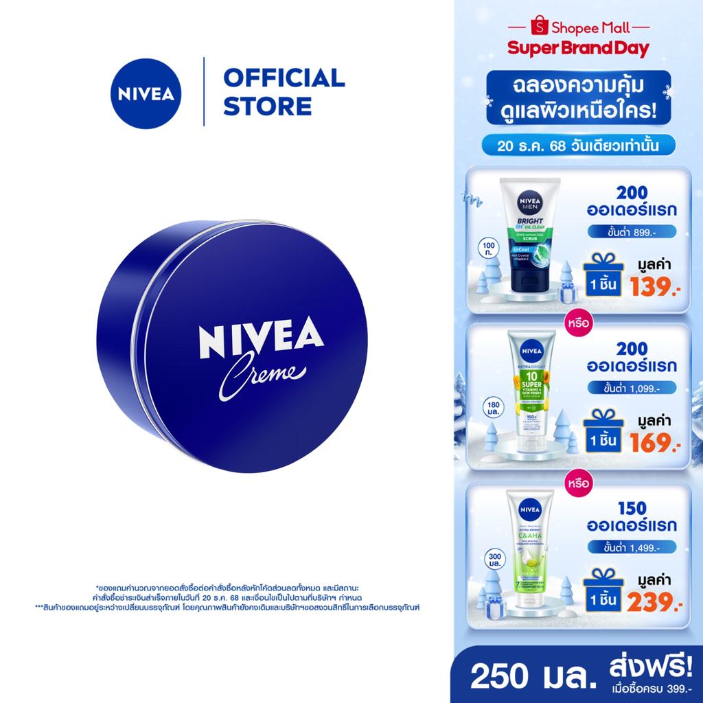 นีเวีย มอยส์เจอร์ไรเซอร์ ครีมทาผิว ครีมบำรุงผิวสูตรเข้มข้น สำหรับผิวแห้ง 250 มล. NIVEA