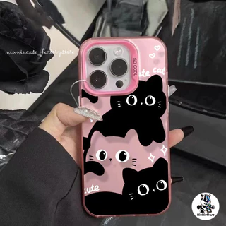 🔥ส่งจากไทย🔥For เคสไอโฟน11/12/13/14/15/16/17 Pro Max Cute Black Cat TPU Matte Case For iPhone 13,14,15,13PM,14PM,15PM เคส