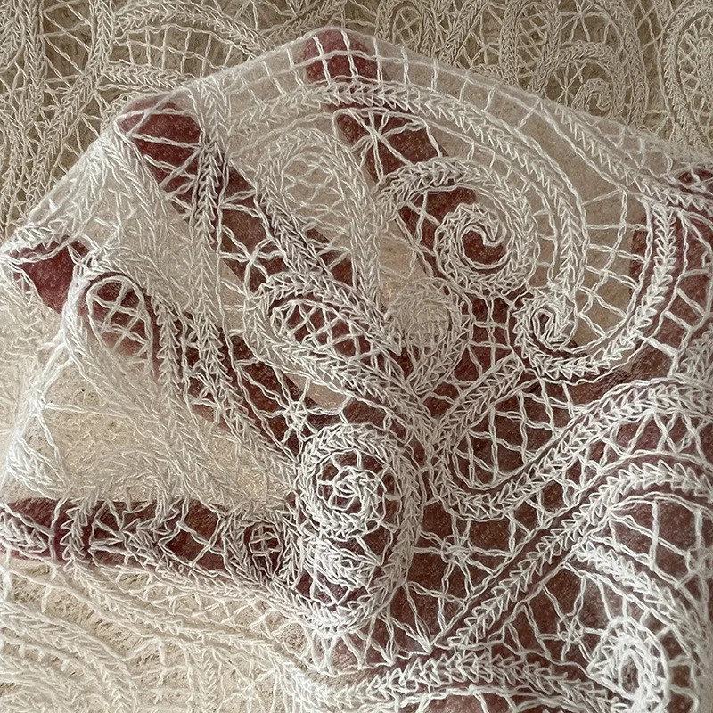 Cotton Floral Embroidered Lace Mesh Fabric Lace Dress Wedding Dress Decorative Sewing Fabric