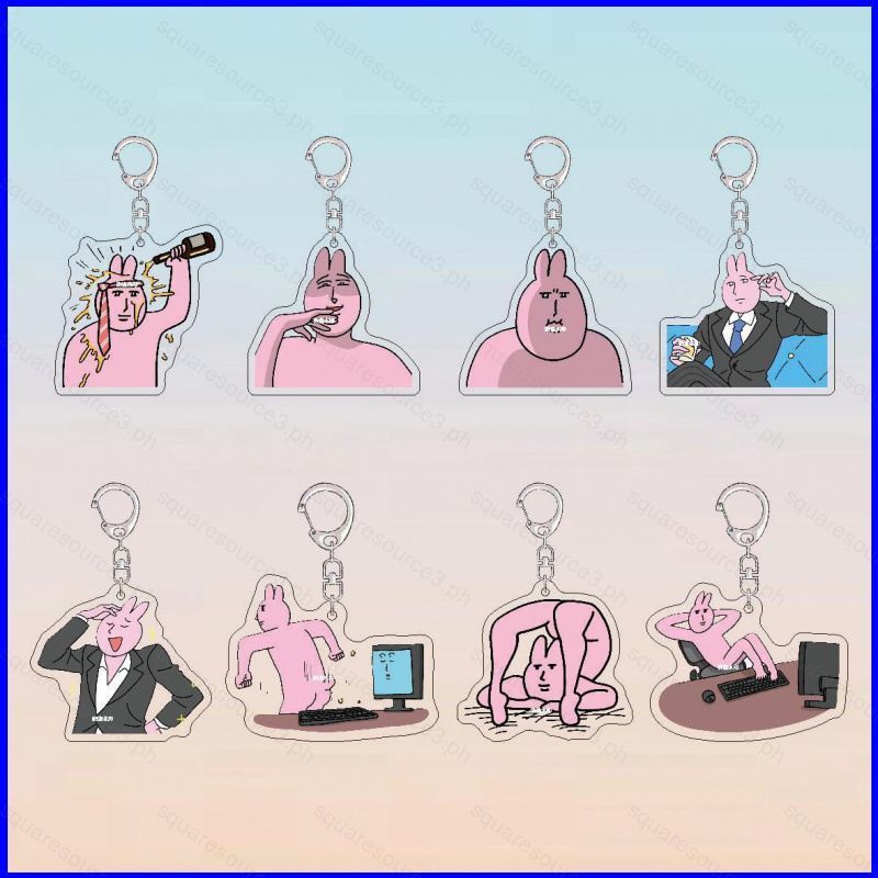 SQ3 My Friend Rabbit สีชมพูแสดงออกการ์ตูนน่ารักพวงกุญแจอะคริลิคกระเป๋าจี้ QS3