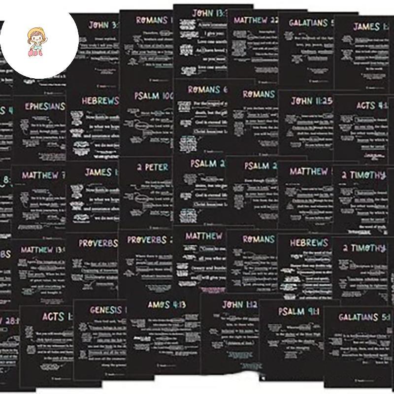 FOT 50 การ์ดสคริปต์ ped Bible Verse สําหรับทุกสัปดาห์แห่งปี Bible หน่วยความจํา Verse การ์ดคริสเตียนข