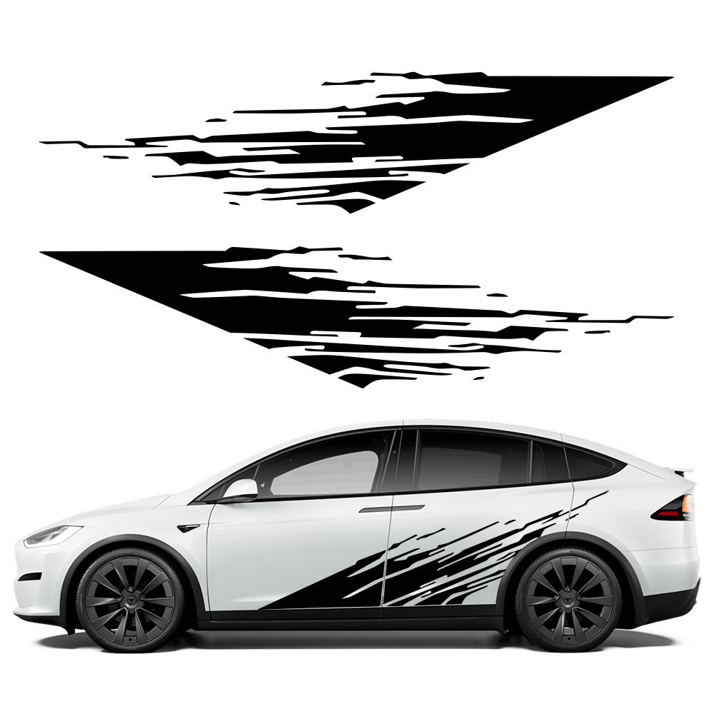 2 ชิ้น/ล็อตรถด้านข้างกระโปรงสติกเกอร์แถบยาวปรับแต่งอัตโนมัติ Universal Shelter รอยขีดข่วนไวนิลฟิล์มห